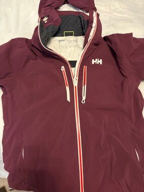 Helly Hansen Burgundy Hooded Shell Jacket with White Accents